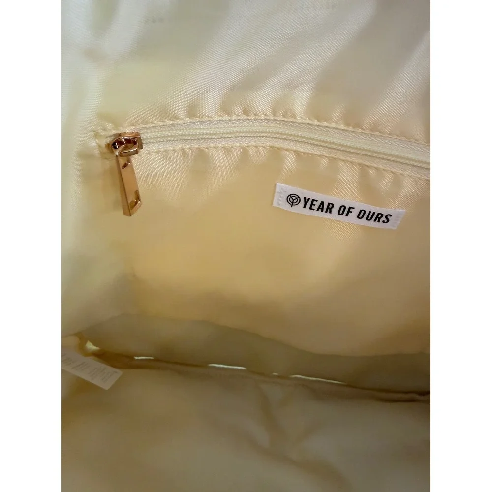 Year of Ours Nylon Backpack Pale Yellow Drawstring Buckle Flap OS NWT